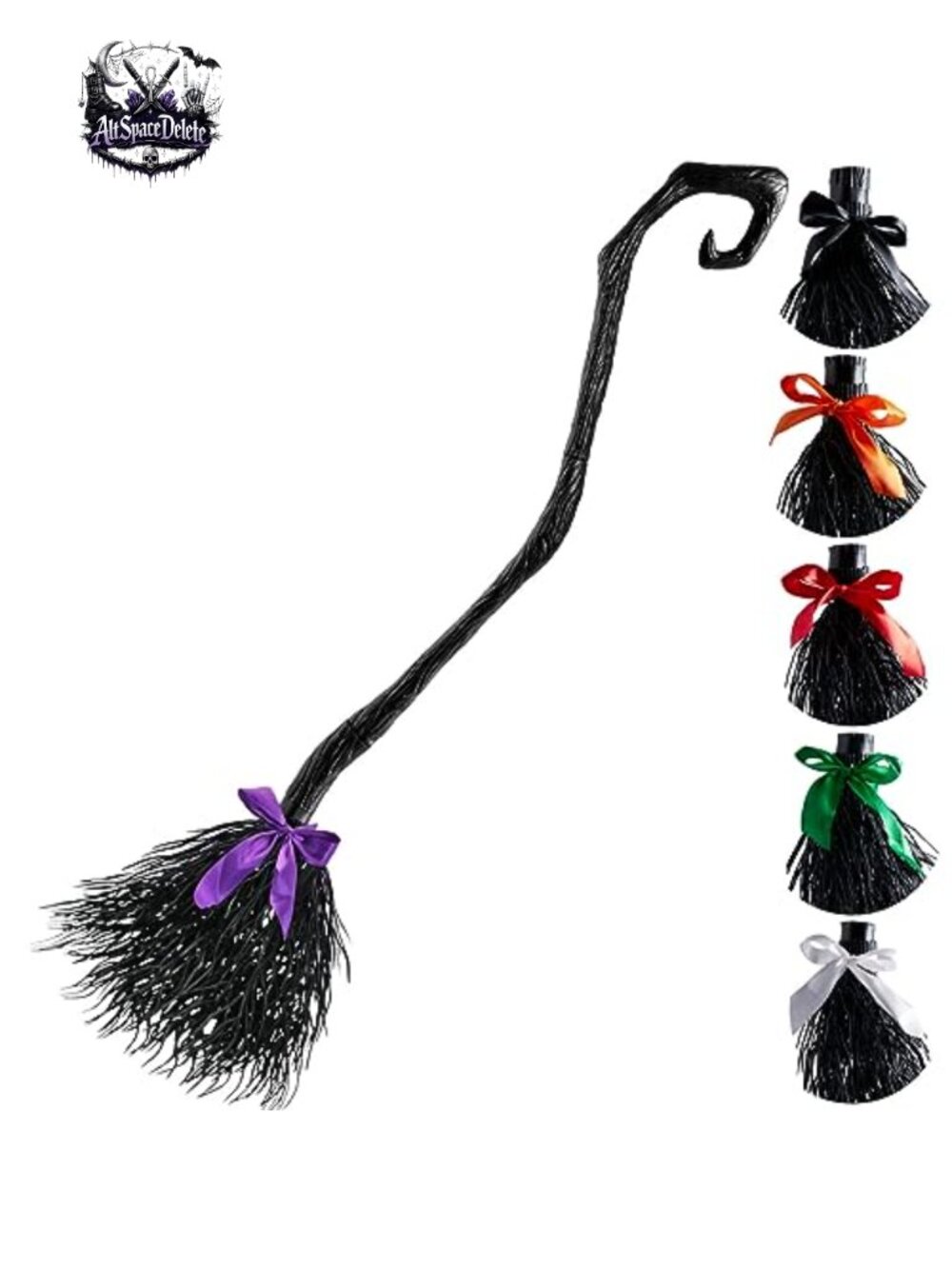 Halloween Witch Broom Cane with Ribbons Costume Prop